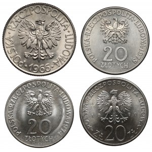 PRL - zestaw 4 szt. menniczych monet, w tym Kościuszko 1966