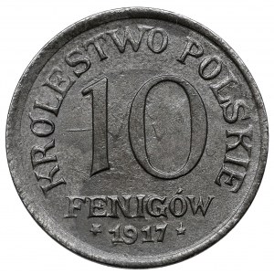 Królestwo Polskie, 10 fenigów 1917 - piękny