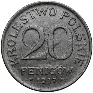 Królestwo Polskie, 20 fenigów 1917 - piękne