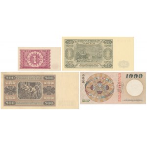 Zestaw banknotów polskich z lat 1946-1965 (4szt)