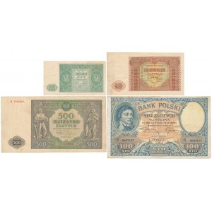 Zestaw banknotów polskich z lat 1919-1946 (4szt)