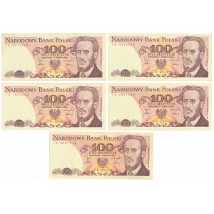 100 złotych 1986 - TB (5szt)