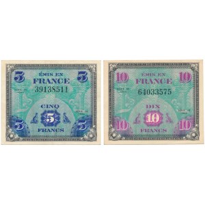 France, Allied Occupation WWII, 5 & 10 Francs 1944 (2pcs)