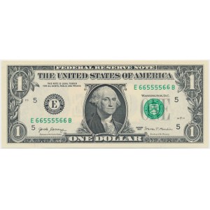 USA, 1 Dollar 2017 - numer radarowy - 66555566