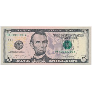 United States, 5 Dollars 2017 - radar number - 53333335