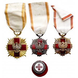 PRL, Polski Czerwony Krzyż PCK - zestaw krzyży i odznaka (4szt)