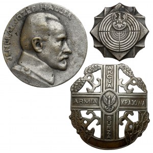 II RP / PRL - odznaki i kopia medalu (3szt)