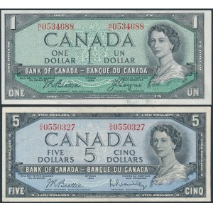 Canada, 1 & 5 Dollars 1954 (2pcs)