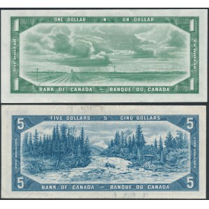 Canada, 1 & 5 Dollars 1954 (2pcs)