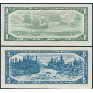 Kanada, 1 i 5 Dollars 1954 (2szt)