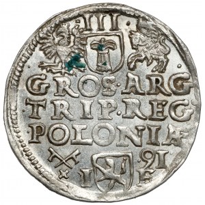 Zygmunt III Waza, Trojak Poznań 1591 - piękne LUSTRO