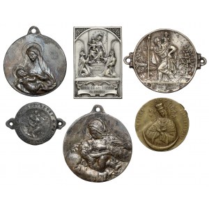 Medaliki / plakietki religijne - zestaw (6szt)