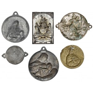 Medaliki / plakietki religijne - zestaw (6szt)