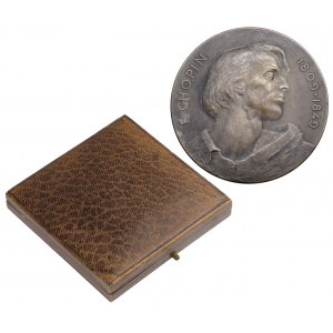 Medal, Fryderyk Chopin 1809-1849 - SREBRO - stan IDEALNY - w PUDEŁKU z epoki