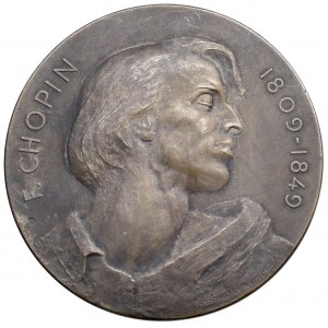 Medal, Fryderyk Chopin 1809-1849 - SREBRO - stan IDEALNY - w PUDEŁKU z epoki