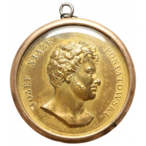 Medalion - Książę Józef Poniatowski - znakomity, złocony, w oprawie za szkiełkiem