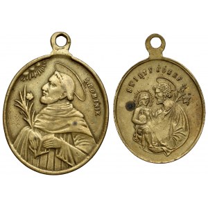 Medaliki religijne - Św. Józef i Św. Dominik - XIX/XX wiek, zestaw (2szt)