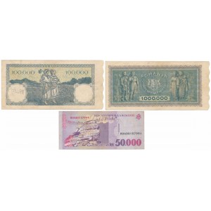 Rumunia, zestaw banknotów z lat 1946-96 (3szt)