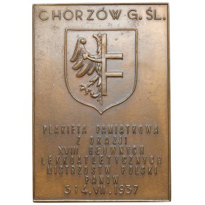 II RP, Plakieta Pamiątkowa Chorzów - XVIII Główne Lekkoatletyczne Mistrzostwa Polski Panów 1937