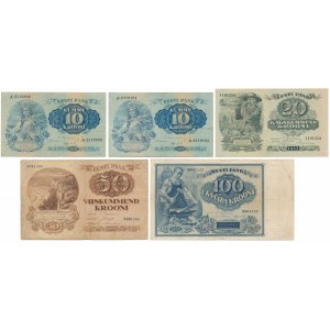Estonia, zestaw banknotów z lat 1929-37 (5szt)