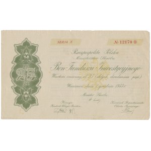 Bon Funduszu Inwestycyjnego, SERJA X, 25 zł 1933