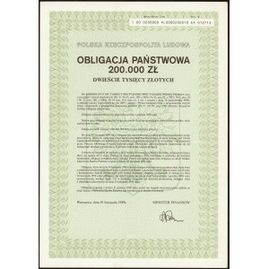 Obligacja Państwowa 200.000 zł 1989