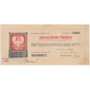 Asygnata Skarbu Polskiego, 500 koron 1918 - ex. Lucow - b.rzadki