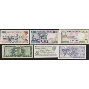 Etiopia, Tanzania, Rwanda, Burundi - zestaw banknotów (6szt)