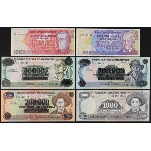 Nikaragua, zestaw banknotów (6szt)
