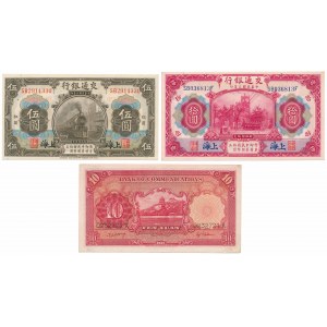China, Bank of Communications 5 & 2x 10 Yuan 1914-35 (3pcs)