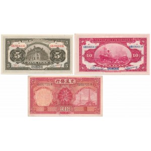 Chiny, Bank of Communications 5 i 2x 10 Yuan 1914-35 (3szt)