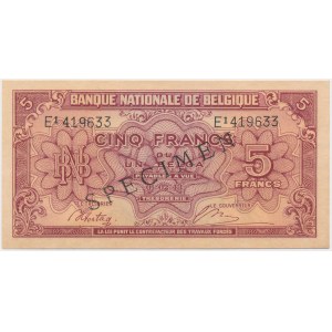 Belgium, 5 Francs-1 Belgas 1943 (1944) - SPECIMEN
