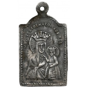 Medalik religijny SREBRO - Matka Boska Częstochowska - rosyjskie punce