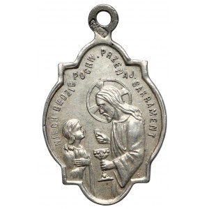 Medalik religijny, srebro - Pamiątka Pierwszej Komunii Świętej