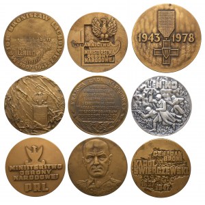 PRL, Medale o tematyce II Wojny Światowej i Wojska Ludowego - zestaw (9szt)