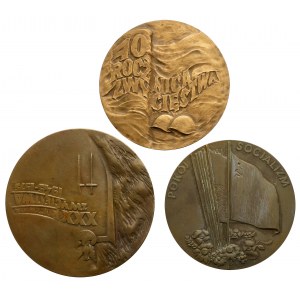 PRL, Medale - 30 i 40 rocznica zwycięstwa, zestaw (3szt)
