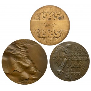 PRL, Medale - 30 i 40 rocznica zwycięstwa, zestaw (3szt)