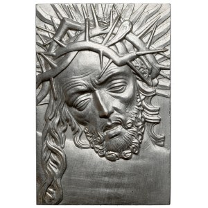 Plakieta MW (91x61), Głowa Chrystusa - brąz srebrzony