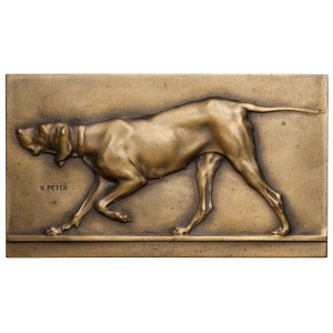 France, Plaque - Dog, signed V.PETER