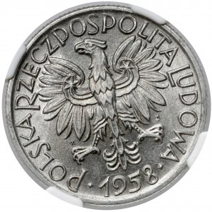 5 złotych 1958 Rybak - wąska ósemka