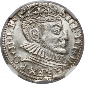 Zygmunt III Waza, Trojak Ryga 1590 - duża głowa - PIĘKNY