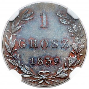 1 grosz 1839 MW - nowe bicie, Warszawa - piękny