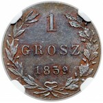 1 grosz 1839 MW - nowe bicie, Warszawa - piękny