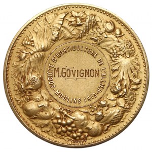 Francja, GOVIGNON, Medal Société d' Horticulture, Moulins - ZŁOTO 1913