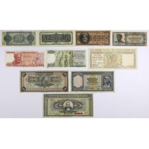 Grecja, zestaw banknotów 1926-68 (10szt)