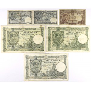 Belgia, zestaw banknotów 1928-1939 (6szt)