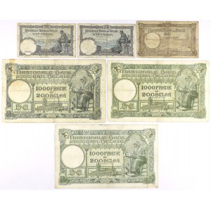 Belgium - lot of 6 old and large banknotes 1928-1939