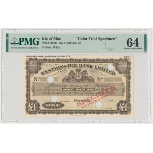 Isle of Man, Westminster Bank Limited, 1 Pound (1929-55) SPECIMEN