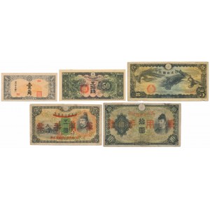 Chiny, Okupacja Japońska - zestaw banknotów (5szt)