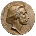 Medal, Adam Mickiewicz 1898 - w pudełku z epoki (okrągłe)